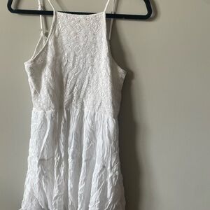White Lace and Pleated Dress